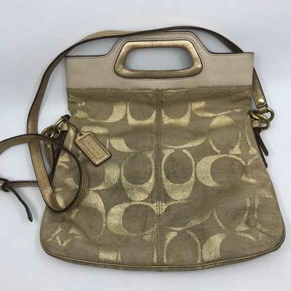 COACH Tan Cream Jacquard Fabric CrossBody Bag - Picture 2 of 8